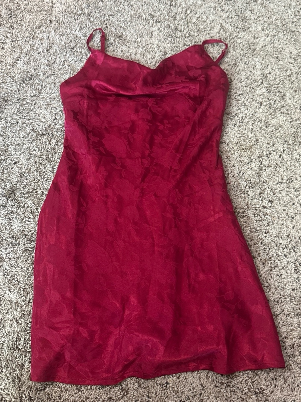 Lulu's Crimson Floral Jacquard Slip Mini Dress